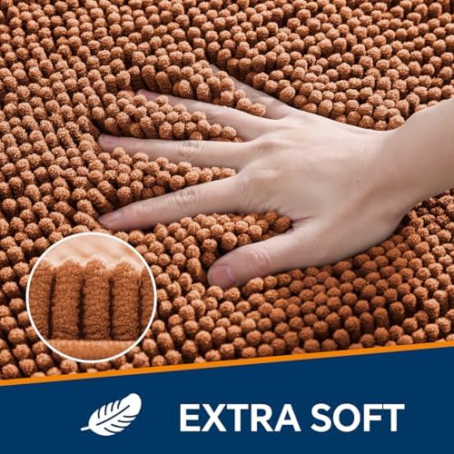 Chenille Bathroom Runner Rug 24"x60" Burnt Orange, Plush Bath Mat - Image 3