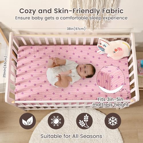 david's kids 3 Pack Mini Crib Sheets, Soft Breathable Premium Pack N Play Sheets - Image 3