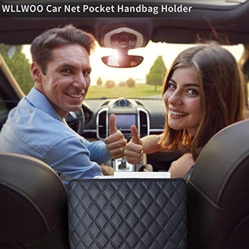 WLLWOO Car Net Pocket Organizer Purse Holder Console Front Seat Storage - Image 6
