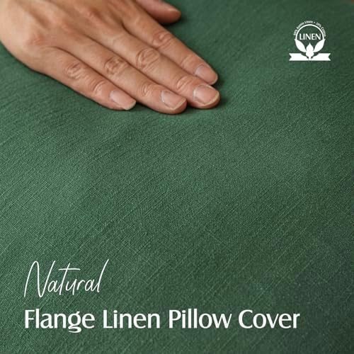 Foindtower Linen Solid Decorative Throw Pillow Covers 20x20 Inch Pine Green - Image 2