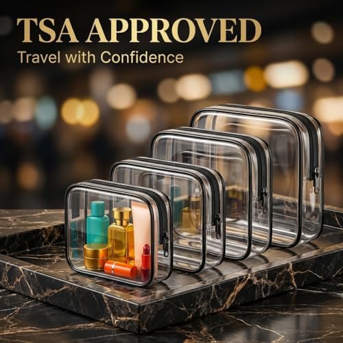 Clear Makeup Bag 4 Pack, TSA Approved Toiletry Bag - Image 2