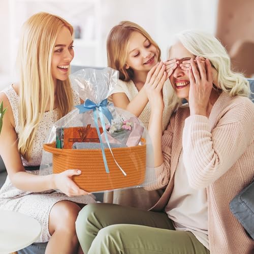 Cute Orange Woven Basket, Empty Gift Basket - Image 3
