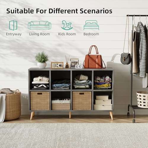 8-Cube Bookshelf 2 Tier Retro Bookcase - Image 4