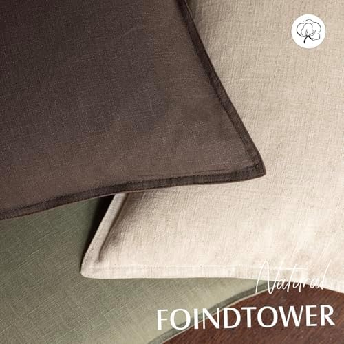 Foindtower Linen Solid Decorative Throw Pillow Covers 16x16 Reddish Brown - Image 4