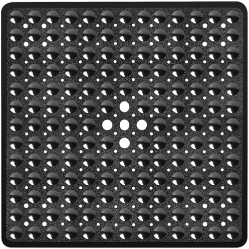 Square Shower Mat Bathtub Mat Tub Bath Mat Non Slip Black 21"x21" by NaolotureHome