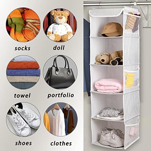 BrilliantJo 5 Shelves Hanging Closet Organizer, 2 Pack Hanging Storage - Image 4