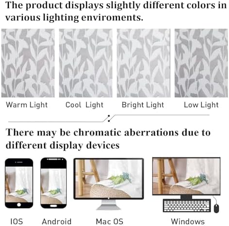 Lecloud Leia White Sheer Kitchen Curtains 36 Inch Length 2 Pcs, Jacquard Leaf - Image 7