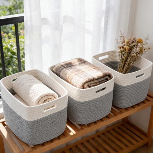 3 Pack Woven Baskets, Storage Baskets by HZFTJOY