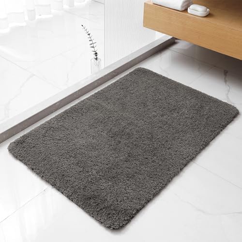 Polyester Bathroom Rug 24"x36" Taupe, Non-Slip Soft Shaggy Bath Mat by Kildoss