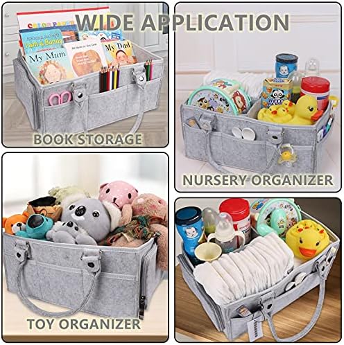 XUANGUO Large Baby Diaper Caddy Organizer, Felt Basket - Image 4