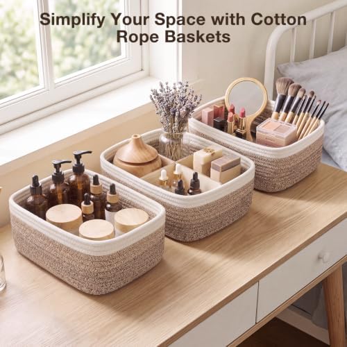 3 Pack Small Baskets for Organizing, Woven Storage Baskets for Shelves - Image 6