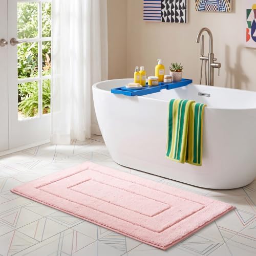 GRANNY SAYS Pink Bathroom Runner Rug 24" x 48", Soft Microfiber Bath Mat by GRANNYSAYS