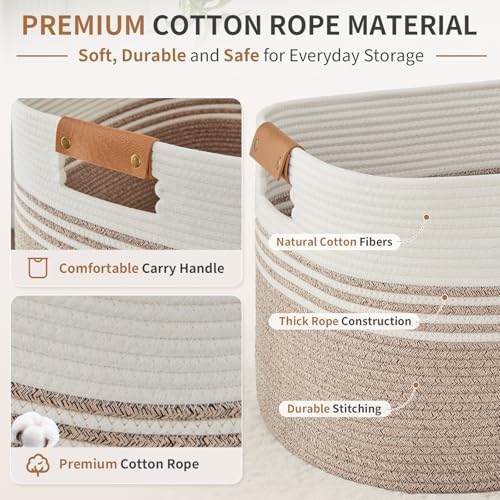 Laundry Hamper with Handles, 72L Rope Laundry Basket, Light Brown - Image 3