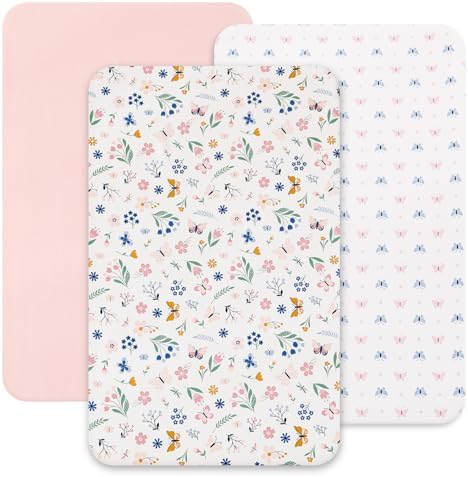 david's kids 3 Pack Mini Crib Sheets, Soft Breathable Premium Pack N Play Sheets by davidskids