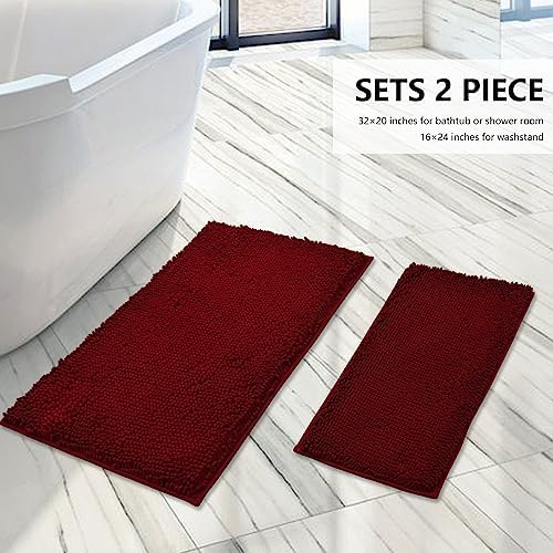 BOANKODU Bathroom Rugs Sets 2 Piece, Extra Soft Chenille Bath Mat Absorbent - Image 3