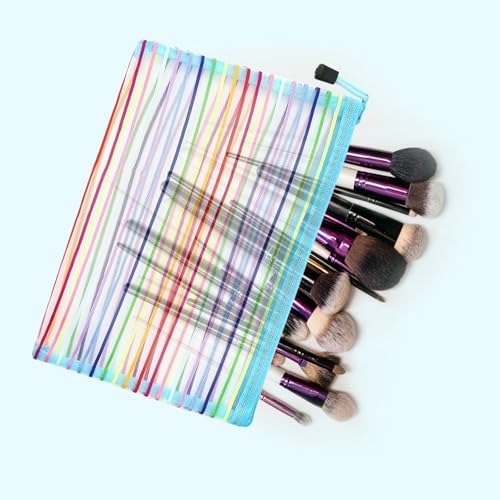 Mesh Bags with Zipper, Nylon Makeup Bag Cosmetic Pouches Travel Organizer Case - Image 5