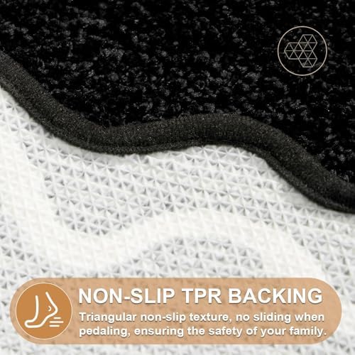 ORTIGIA Black Bath Mat with White Scallop Non Slip, Quick Dry Bath Rug - Image 7