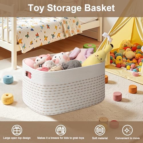 OIAHOMY 75L Large Blanket Basket Rectangle Storage Basket Light Yellow - Image 5