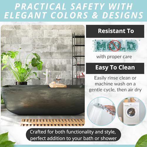 ENKOSI Non-Slip Bath Mat and Shower Mat 40x16 Extra Long, Aqua Green - Image 4