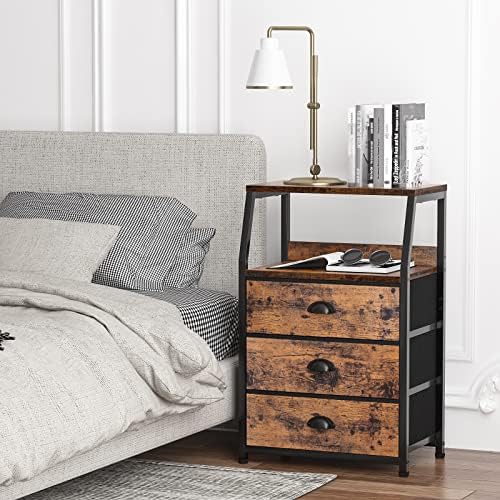 Furnulem Nightstand with 3 Fabric Drawers, Small Bedroom Storage Cabinet - Image 2