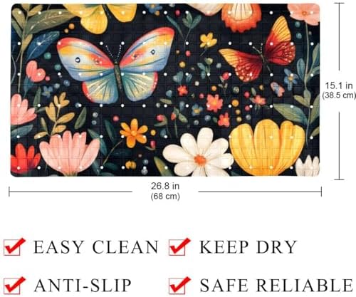 Bathtub Mat Non Slip 26.8x15.1 Inch, Flowers Butterflies Shower Mat - Image 4