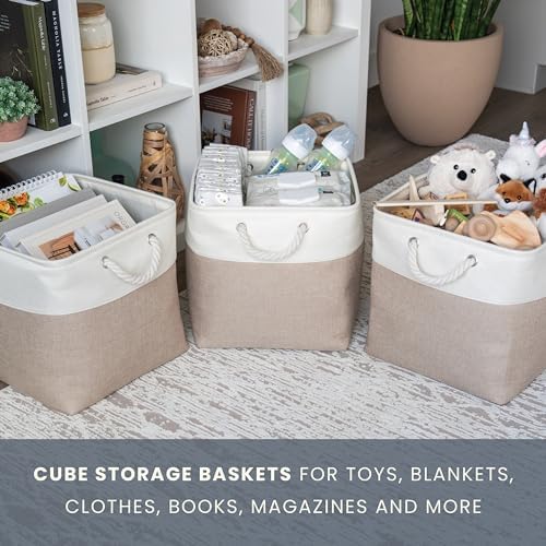 OrganiHaus 13x13 Cube Storage Bins, Rope Handles - Image 5