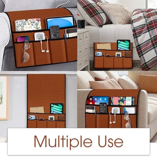Joywell Remote Control Holder Armchair Caddy Armrest Organizer Terracotta - Image 5