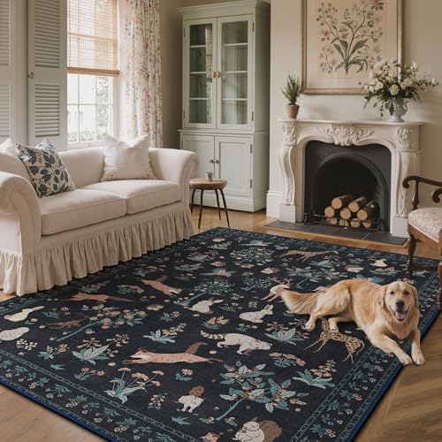 BESBLEE 9X12 Washable Area Rug for Living Room, Animal Non Slip by BESBLEE