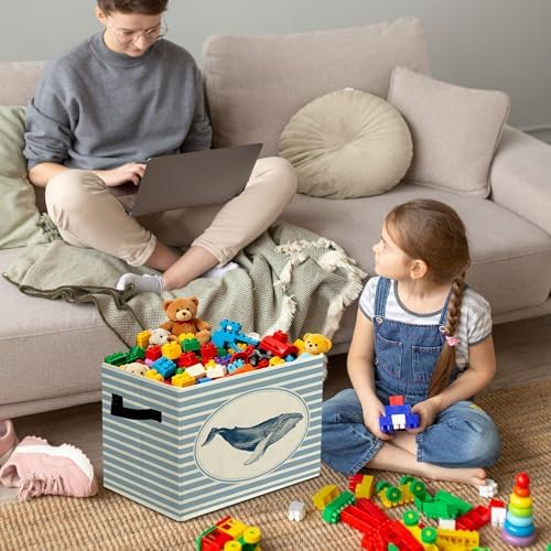 Rustic Whale Storage Bins Boxes - Image 4