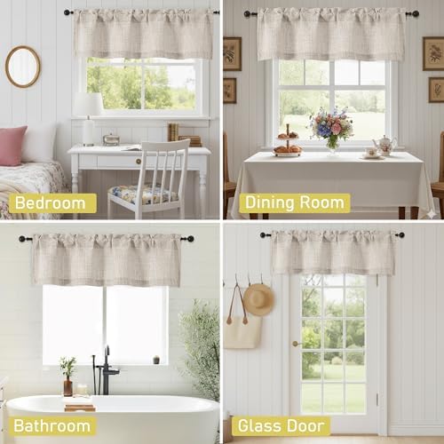 Valances for Windows, Light Filtering Faux Linen Textured Small Short Window - Image 7