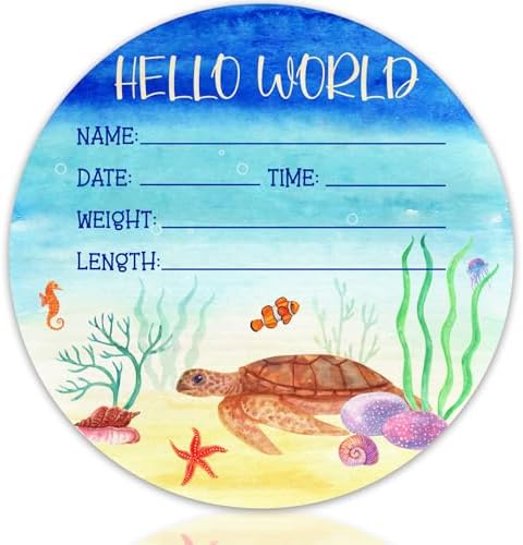 Ocean Baby Announcement Sign, Wooden Nursery Name Decor 6in by Unknown