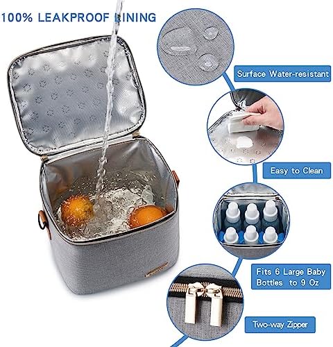 Breastmilk Cooler Bag with Ice Pack Fits 6 Baby Bottles Up to 9 Ounce, Baby - Image 3