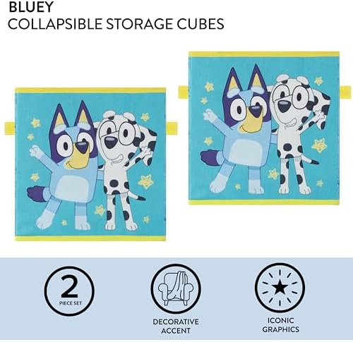 Bluey Set of 2 Collapsible Storage Cubes, Spacious Foldable Toy Organizer Boxes - Image 2