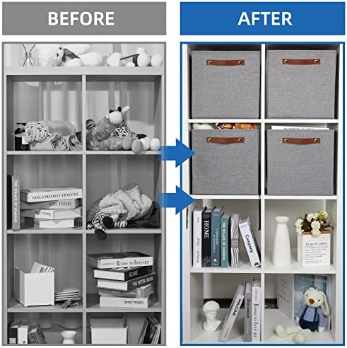 Temary 12x12 Storage Cube Bins 4 Pack Fabric Storage Cubes Storage Bins - Image 6