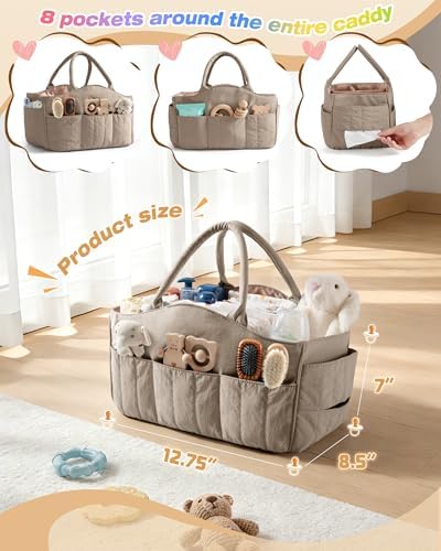 Marscamd Quilted Baby Diaper Caddy - Image 2