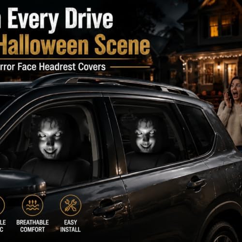2PCS Ghost Face Headrest Covers – Scary Headrest Covers - Image 5