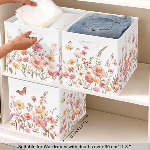 11.8" Wild Flower Storage Cube Organizer Set 3Pcs Clothes Storage Basket Bin - Image 5