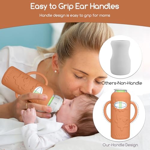 4 Pack Silicone Sleeves for Dr. Brown's Glass Baby Bottles -Drop Protection - Image 3