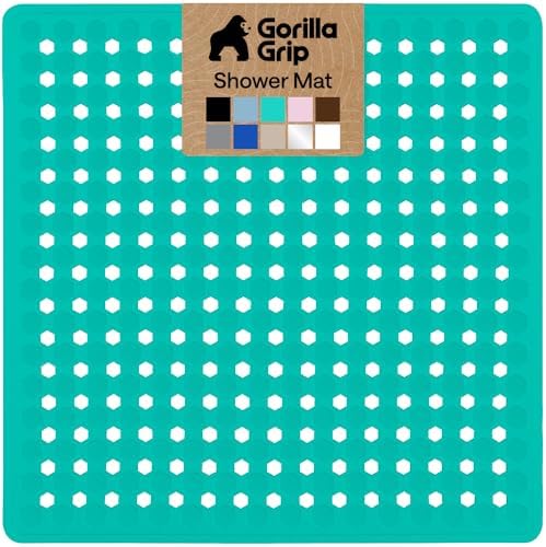 GORILLA GRIP Square Shower Stall Mat, Bathtub Floor Mat, 21x21 Turquoise by GorillaGrip