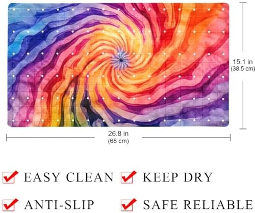 Shower Mat Non Slip, Spiral Tie Dye Anti Slip Bath Mat - Image 4