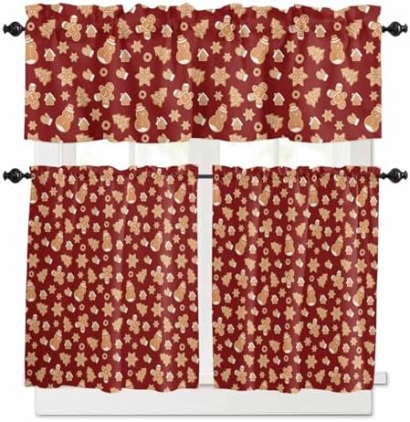Christmas Valance Kitchen Curtains Set, Winter Holiday Decor Short Window by VandarllinHomeKitchenDecor