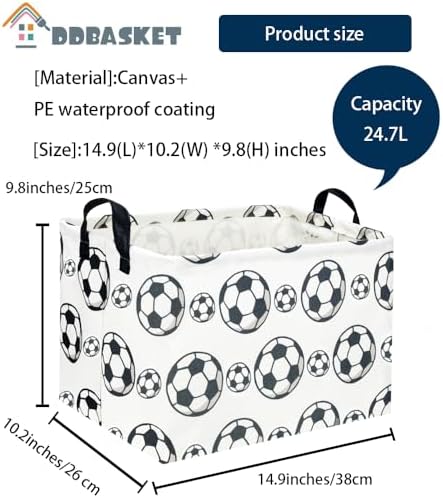 Rectangular Soccer Basket Storage Bin Organizer Box Room Decor - Image 2