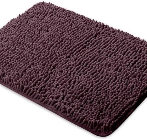 Yeaban Chenille Black Bathroom Rug 20"x32", Non-Slip Rubber Backing by Yeaban