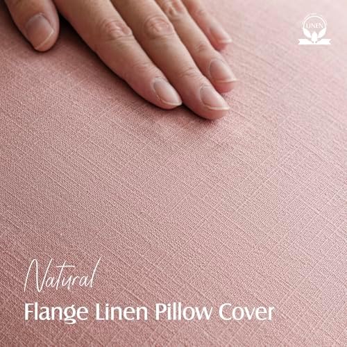 Foindtower Linen Solid Decorative Throw Pillow Covers 24x24 Inch Rose Pink - Image 2