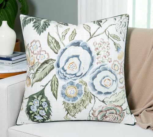 Blue Rose Floral Print 20x20 Throw Pillow Cover - Image 6