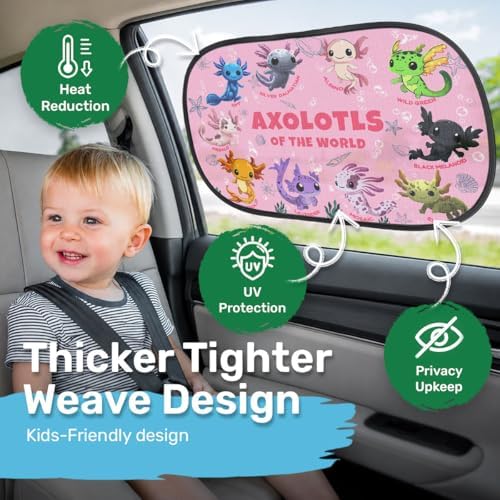 GENANY Axolotls Car Side Window Sun Shades 2 Piece 21 x 14 Inch - Image 2