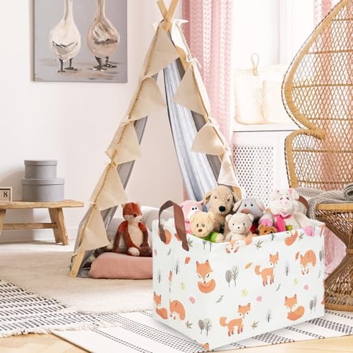 Rectangle Fox Basket, Collapsible canvas waterproof storage basket, Toy - Image 5