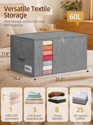60L Rigid-Sided Blanket Storage Bags, 2 Pack - Image 4