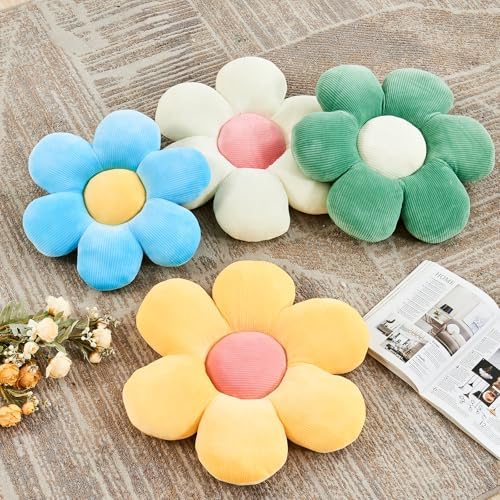 Kcvvcr Blue Flower Pillow, 19.6" Cute Flower Shaped Floor Pillow, Aesthetic - Image 3