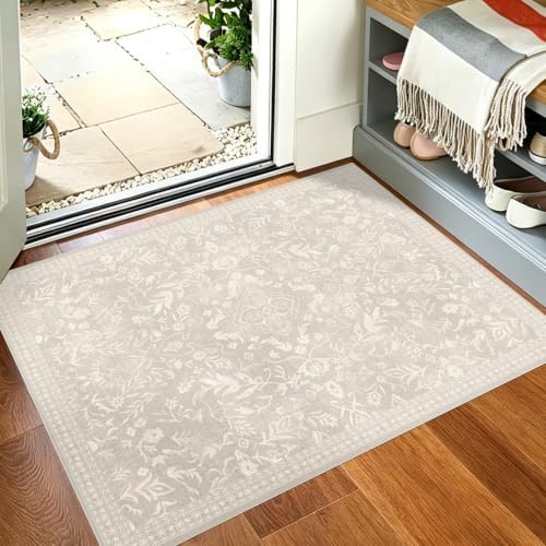3' x 4' Beige Vinyl Floor Mat for Home, PVC Waterproof Area Mat by BelleCosy